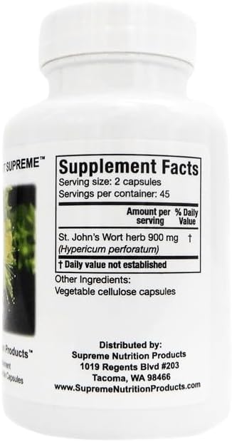 Supreme Nutrition St. John’s Wort Supreme, 90 Pure St. John’s Wort Capsules (Pack of 2)
