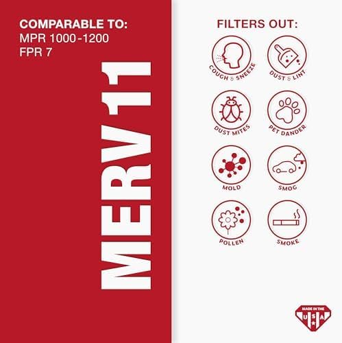 Aerostar 16x16x1 MERV 11 - 6 Count - Pleated HVAC, Furnace & Air Conditioner Filters - Removes Dust, Cold & Flu Germs, Lint, Mold, Pet Dander, Allergy-Causing Pollen, Smog & Smoke