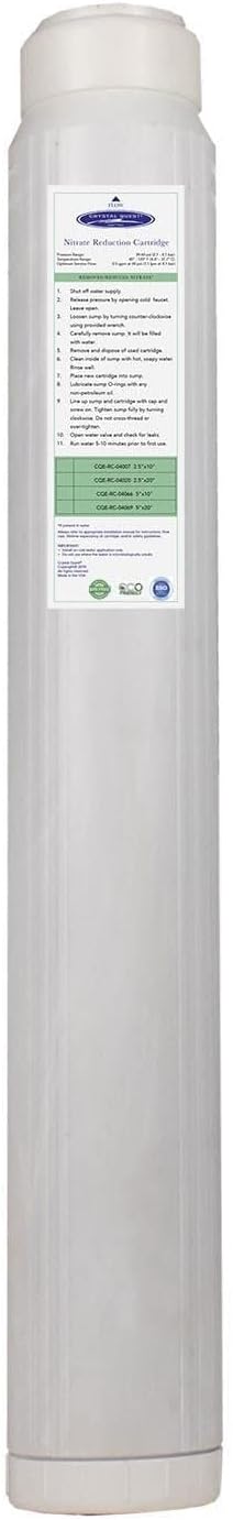 Crystal Quest Nitrate Reduction Water Filter Cartridge ā High Capacity, Specialized Resin, Easy Installation, Reliable Performance 2-7/8ā x 20ā