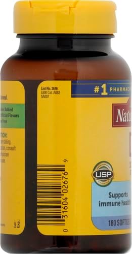 Nature Made Vitamin D3 1000 IU (25 mcg), Vitamin D Supplement for Bone, Teeth, Muscle and Immune Health Support, 180 Softgels, 180 Day Supply