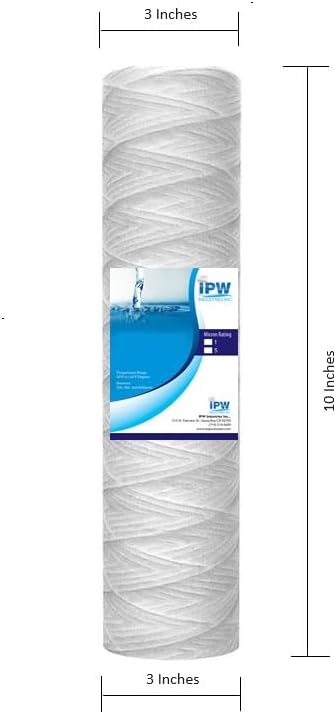 IPW Industries Inc- String Wound Sediment Water Filter Cartridges Compatible with WHKF-WHSW Models – Remove Bad Taste & Odor – Whole House Replacement Water Filter Cartridge 5 Micron- 8 Pack