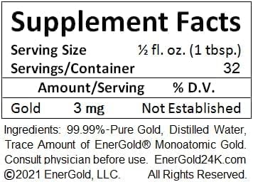 EnerGold® 99.99%-Pure Ultraconcentrated 200-ppm Ruby-Red Colloidal Gold. Deflect Radiation & EMFs, Repair DNA, Regenerate Pineal Gland, Rejuvenate All Tissues of The Body, Energize Your Aura,...