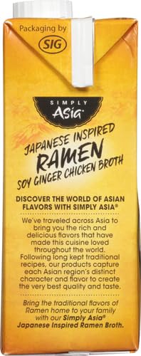 Simply Asia Japanese Inspired Ramen Soy Ginger Chicken Broth, 26 fl oz (Pack of 2)