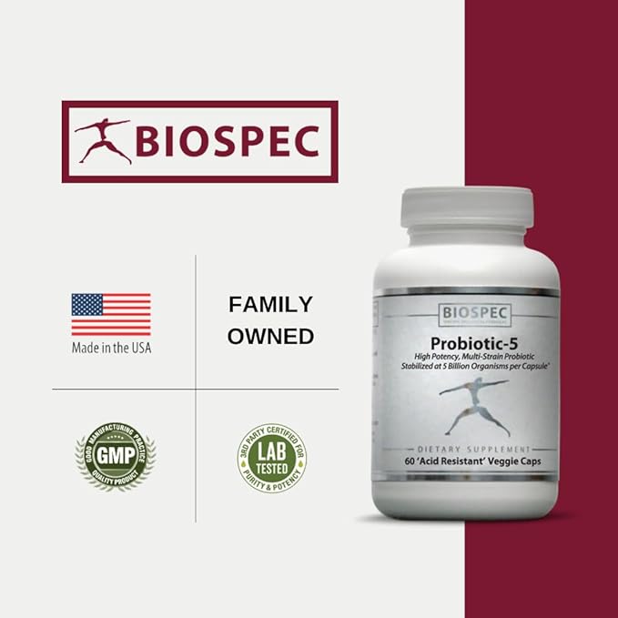 Probiotic-5 – Broad-Spectrum Probiotic Complex w/ 5 Billion Microorganisms and 5 Unique Probiotic Strains per Capsule.