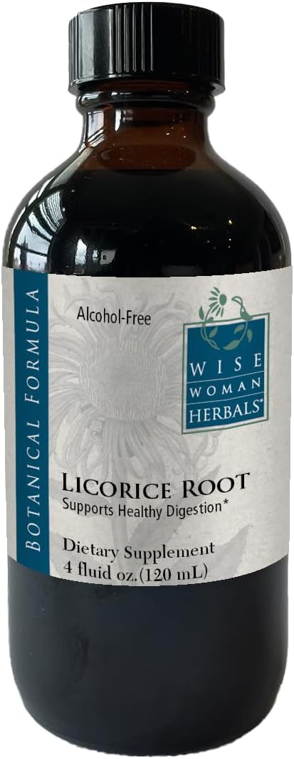 Wise Woman Herbals Licorice Root Solid Extract 4:1, Alcohol-Free, Herbal Digestive & Stomach Comfort, Adrenal Balance, Immune & Respiratory Support, Supports a Healthy Inflammatory Response, 4 Fl Oz