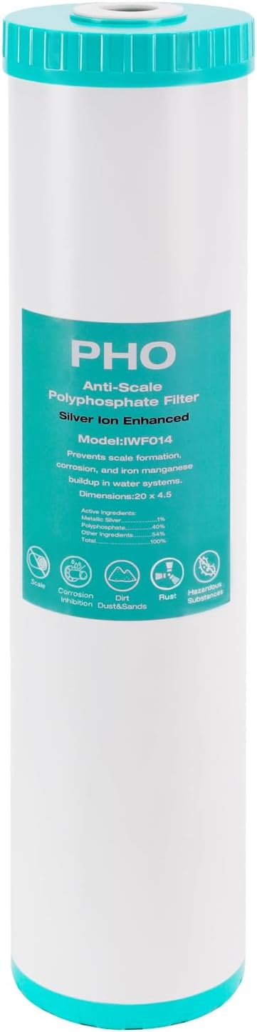 H&G Lifestyles 20 x 4.5 Whole House Anti-Scale Water Filter, Water Descaler Replacement Cartridge,Polyphosphate Scale Inhibitor Filter,for Any 20" Whole House Water Filters System