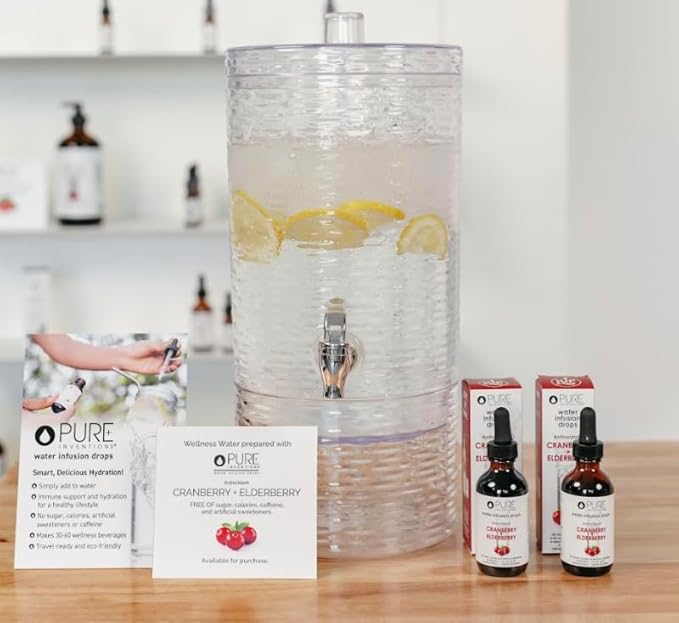 Pure Inventions - Cranberry & Elderberry Water Infusion Drops - Antioxidants & Electrolytes - Health & Wellness Drink -Immunity Support -Sugar Free, Zero Calorie, No Artificial Sweeteners -60 Servings