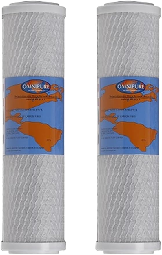 IPW Industries Inc. – Omnipure (OMB934-MAX5) 5 Micron Carbon Block Water Filter Cartridge – Reduces Chlorine, Odor, and Taste - 9.75" x 2.75" (2-PACK)