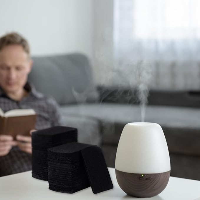 PH PandaHall 50pcs Essential Oil Pads Aroma Pads Unscented Refill Pad Essential Oil Diffuser Pad Replacement Perfume Pads for Room Humidifier Air Purifier Scent Diffuser Black, 2.8x1.8