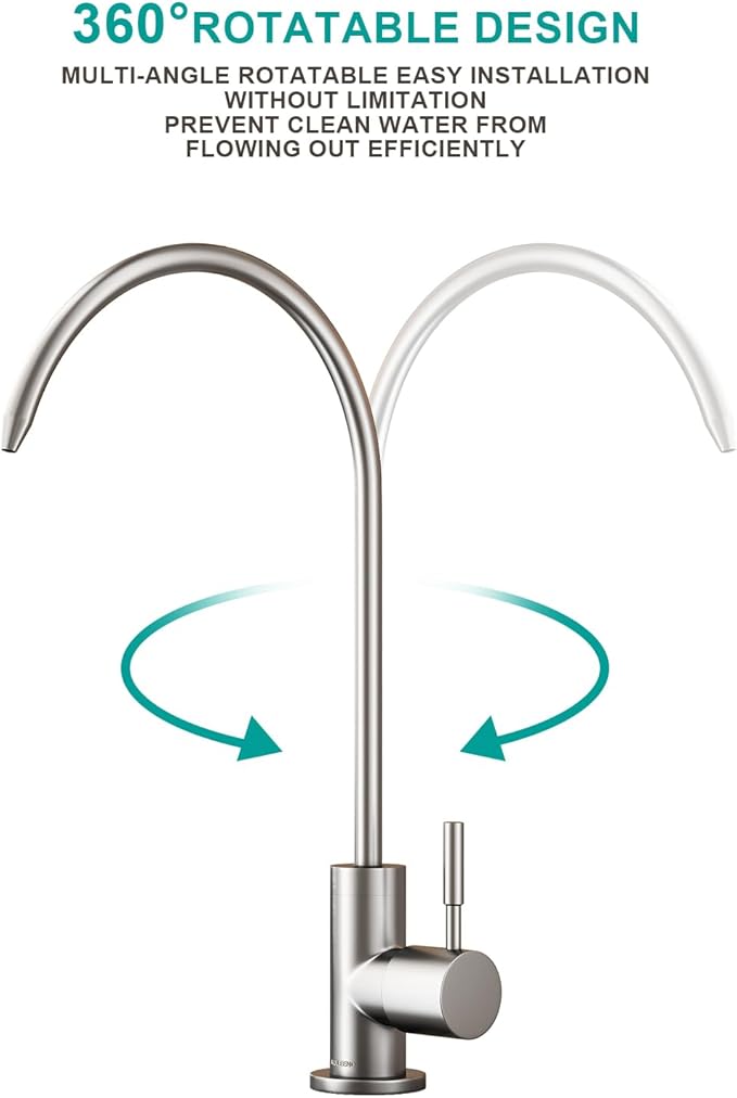 Brass Reverse Osmosis Faucet, Sink Water Filter System, Suitable for Most Reverse Osmosis or Water Filtration Systems, Kitchen bar Sink Drinking Faucet (Brushed Nickel)