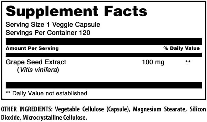 Amazing Formulas Grapeseed Extract Supplement | 100 Mg Per Serving | 120 Veggie Capsules | Non-GMO | Gluten-Free | Made in USA