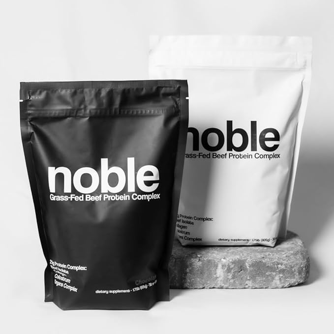 Noble All-in-One Chocolate Protein Powder, 21g Grass-Fed Beef Protein & Collagen, Colostrum & Organ Blend, Whey-Free, Seed Oil-Free, Zero-Carb, 30 Servings (1.75lbs)