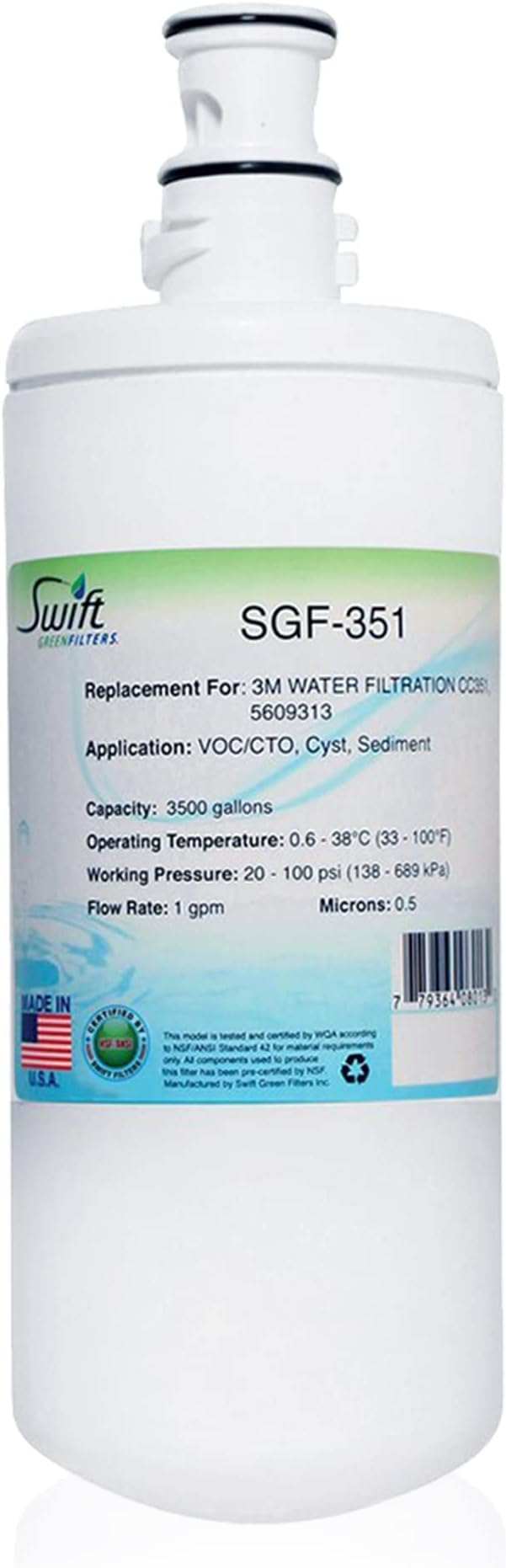Swift Green Filters SGF-351 Compatible Commercial Water Filter for CC351, 5609313, Made in USA, (1 Pack), White (3 Pack)