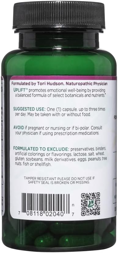 Vitanica Uplift, Mood and Emotional Support, Vegan, 60 Capsules