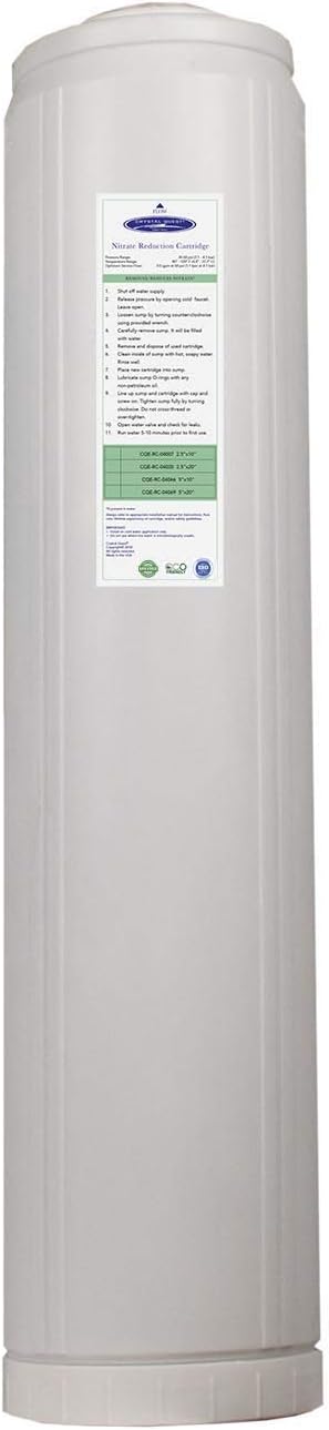 Crystal Quest Nitrate Reduction Water Filter Cartridge ā High Capacity, Specialized Resin, Easy Installation, Reliable Performance 4-5/8ā x 20ā