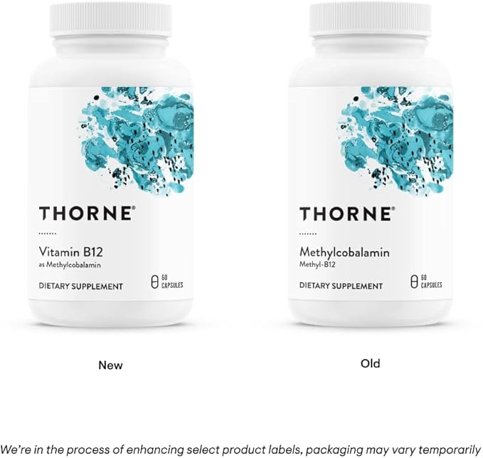 THORNE - Vitamin B12 - as Methylcobalamin - Supports Heart & Nerve Health, Blood Cell Function, Healthy Sleep & Methylation* - Gluten, Dairy & Soy-Free - 60 Capsules