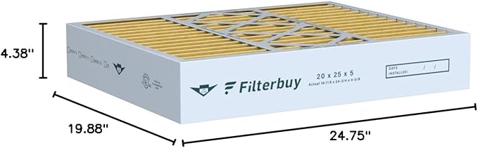 Filterbuy 20x25x5 Air Filter MERV 11 Allergen Defense (2-Pack), Pleated HVAC AC Furnace Air Filters for Honeywell FC100A1037, Lennox X6673, Carrier, & More (Actual Size: 19.88 x 24.75 x 4.38 Inches)
