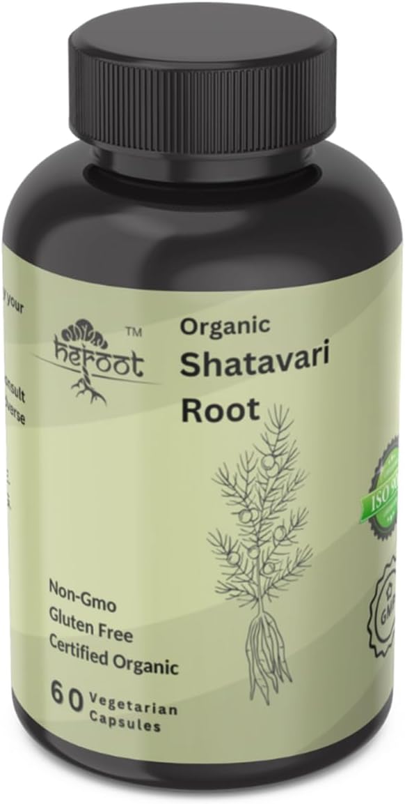 Organic Shatavari Root 500mg (Asparagus racemosus) Menstrual Cramp Relief, Menopause Support, and Women's Health | 60 Capsules | Hormonal Balance Support