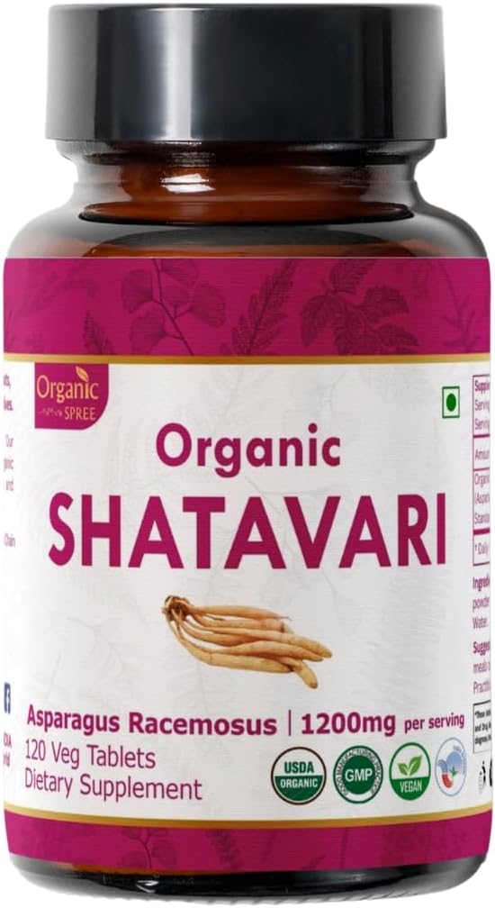 Shatavari 120 Tablets | Asparagus Racemosus (Shatavari) | USDA Organic Certified | Supports Women’s Health and Immune System | Organic and Natural120tab