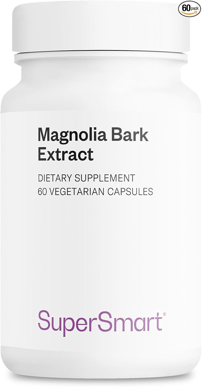 Supersmart - Magnolia Bark Extract (Max Strength) 300mg per Day - 90% Honokiol & Magnolol - Magnolia Bark Supplement | Non-GMO & Gluten Free - 60 Vegetarian Capsules