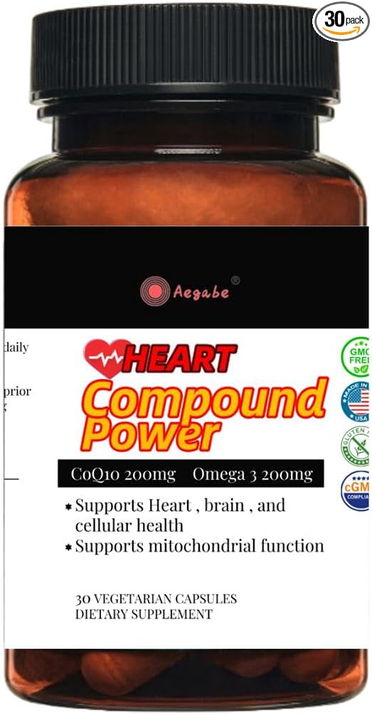 Coenzyme Q10 Supplement,Omega3 Supplement,Ultra High Absorption,with COQ10 and Omega3 400mg,4xutilization Rate,Enhancing Heart Health and Brain Health,for Cardiovascular,Energy,Cellular Health