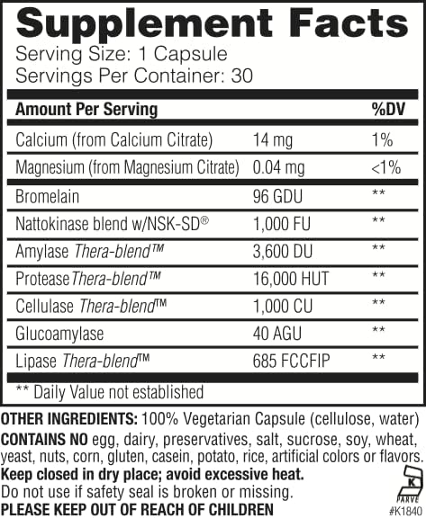 Enzymedica, Natto-K, Nattokinase Supplement, Promotes Heart Health & Circulation, 90 Count