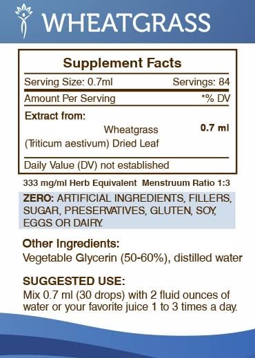 Secrets of the Tribe Wheatgrass Alcohol-Free Liquid Extract, Made with Wheatgrass (Triticum aestivum) Dried Leaf (2 FL OZ)