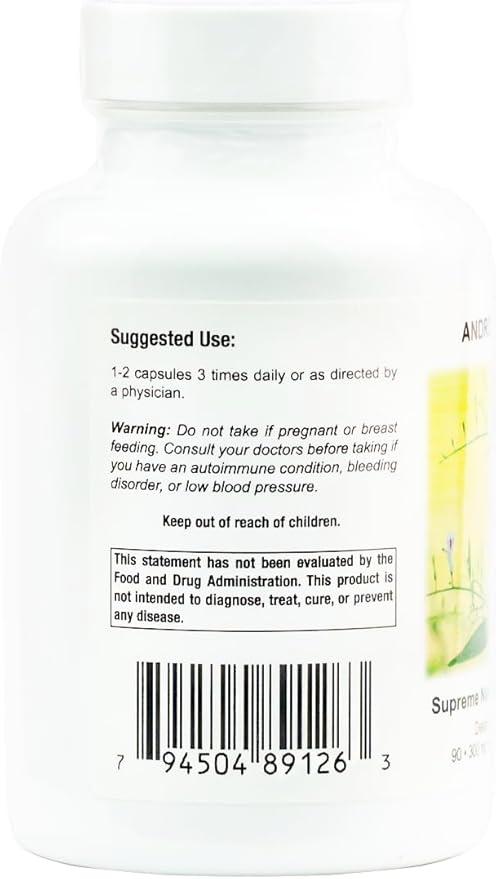 Supreme Nutrition Andrographis, 90 Pure Green Chiretta Vegetarian Capsules