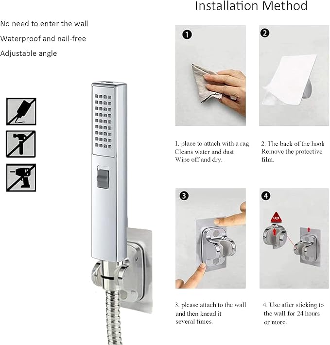 8"High Pressure Square Rain Shower Head and 2-in-1 Hand Shower.Equipped with 78"Hose, 3 Way Diverter Valve,Adhesive Shower Head Holder.(AWAXFOLO Square Shower Head Set chrome)