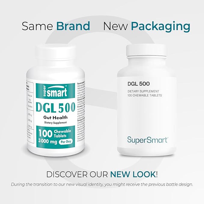 SUPERSMART - DGL 3,000 mg Per Day - Gut Health - Extract of Liquorice Root for Gastrointestinal Health | Non-GMO & Gluten Free - 100 Chewable Tablets