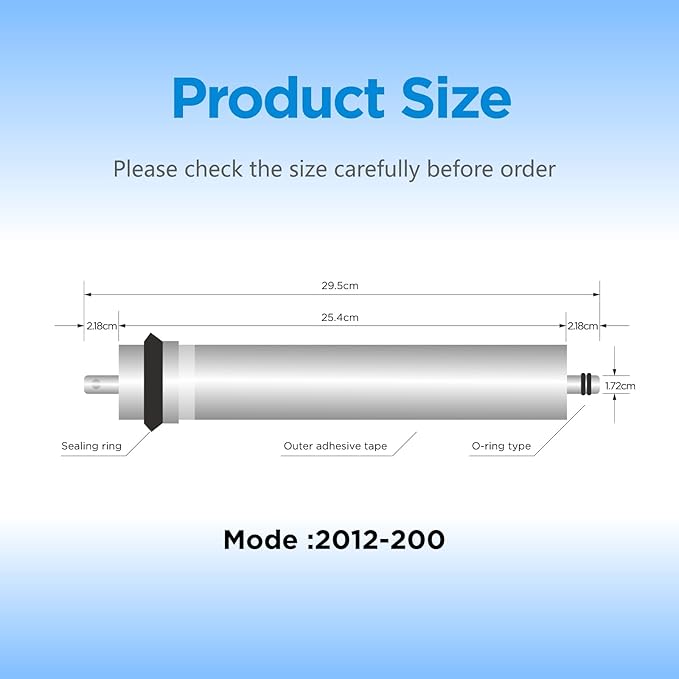 200 GPD RO Membrane Filter Replacement, 12" x 2" Reverse Osmosis Water Filter Membranes Replacement for Home Drinking Under Sink RO Water Filtration System, 2-Pack