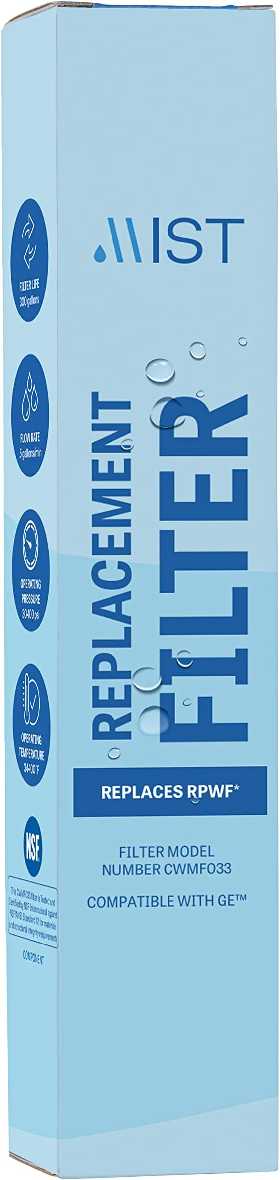 GE Refrigerator Water Filter - RPWF Replacement (1 Pack) Compatible with RWF1063, RWF3600A, WSG-4, DWF-36, R-3600, MPF15350, OPFG3-RF300, BCF77