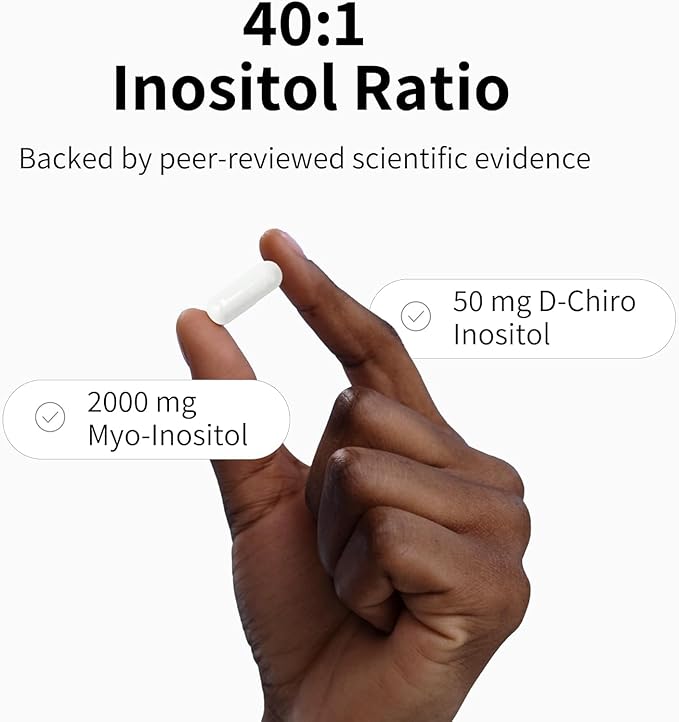 Nourished 40:1 Myo-inositol & D-Chiro Inositol - Supplement for Women with Fertility, Skin Health, or Menstrual Cycle Symptoms - Hormone Balance for Women - 120 Capsules