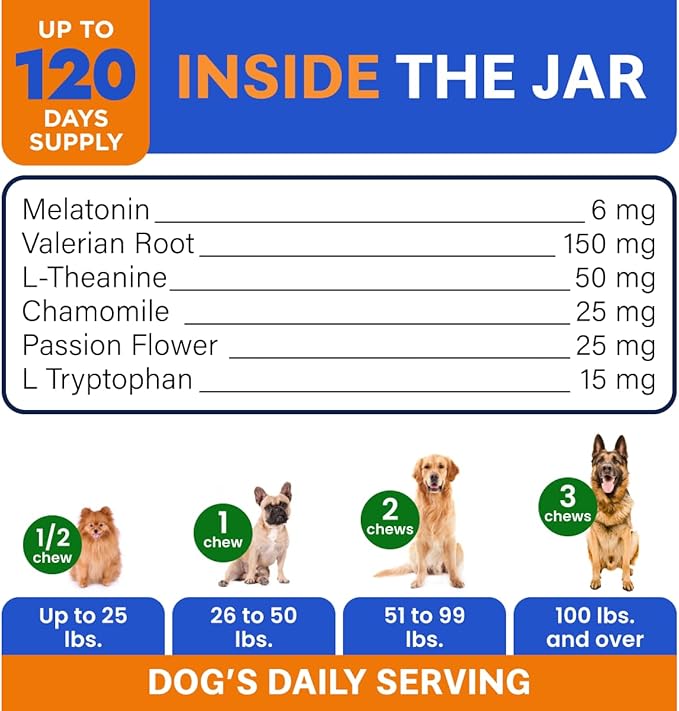 BARK&SPARK (MAX Strength) Melatonin for Dogs to Sleep & Anxiety Aid - Medium & Small Breeds - 6mg Doggie Sleeping Pills - 120 Treats