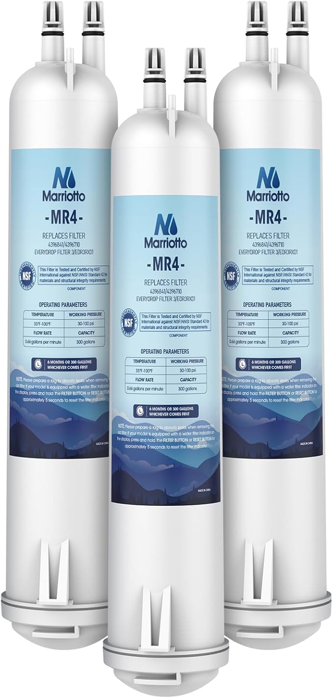 MARRIOTTO MRW4 Refrigerator Water Filter Compatible with EDR3RXD1, 4396841, 4396710, Filter 3, 46-9083,46-9030, 9030, 9083 Refrigerator Water Filter | 3 Pack