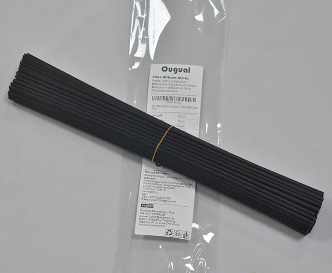 100 Pieces Fiber Reed Diffuser Replacement Refill Sticks (12.5" x 3mm, Black)