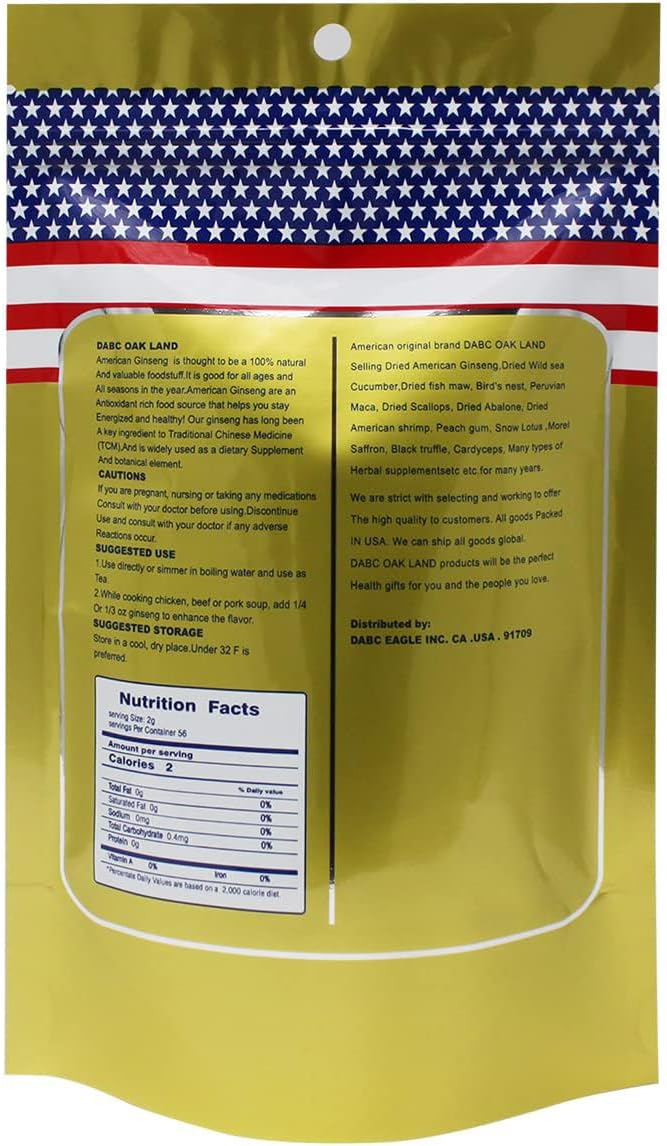 American Ginseng from Wisconsin, DOL American Wisconsin Ginseng Slices Root 西洋参/花旗参 美國花旗參 (4 Ounce (Bag of 1) Small Root)