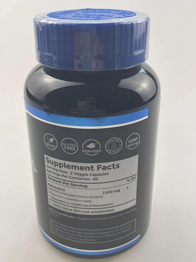 Resveratrol 1000mg Capsules - 240 Count - Japanese Knotweed Extract Resveratrol - Pack of 2