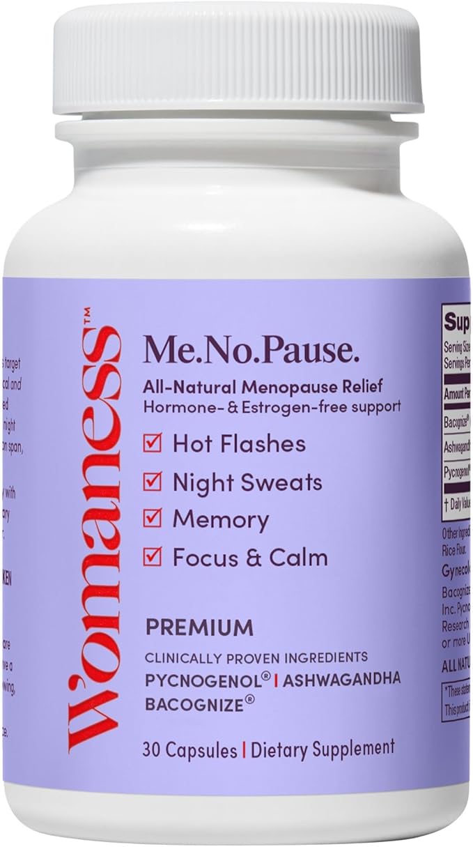 Womaness Menopause Supplements for Women - Perimenopause & Menopause Hotflashes Relief, Night Sweats, Vaginal Dryness, Brain Fog & Mood Support - Hormone & Estrogen-Free - 30 Capsules