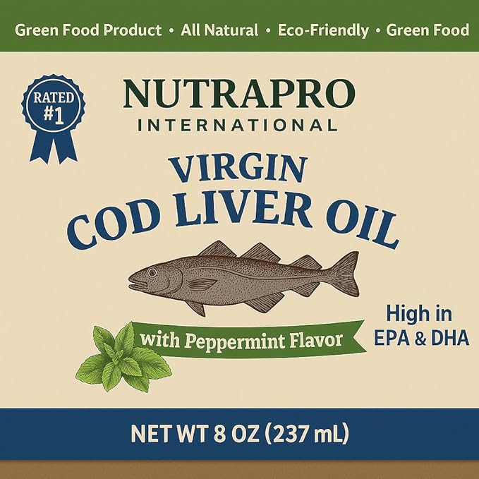 Virgin Cod Liver Oil - 8 Fl oz Natural, Wild Caught & Fresh Tasting, High in Vitamin D, Omega 3 DHA/EPA (Original Taste-Unflavored)