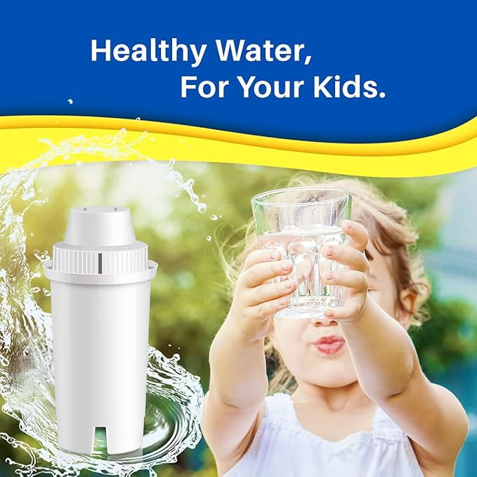 Replacement for Brita Longlast Water Filter Pitcher for drinking water, Compatible with standard Mavea 107007, Brita Classic 35557, ob03, maxtra, lead removal, 6PACK