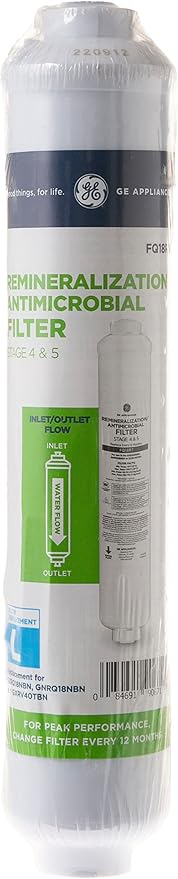 GE Reverse Osmosis Under Sink Remineralization & Replacement Filter, Fits GE GXRV40TBN, GXRQ18NBN, GNRQ18NBN Filtration Systems, Replace Every 12 Months, FQ18RT