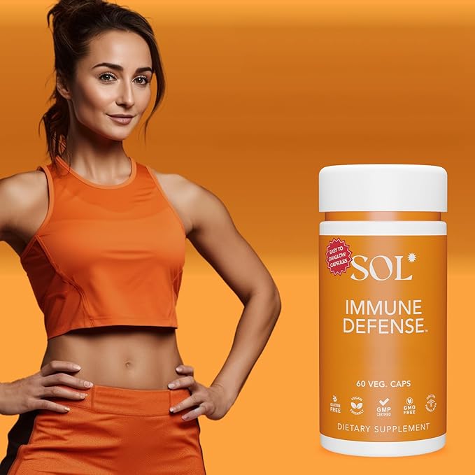 Immune Defense Supplement: Clears Allergens, Builds Strong Immune System, 15X More Powerful, Astragalus, Goto Kola, Andrographis, 60 Easy-to-Swallow Capsules, SOL Nutrition