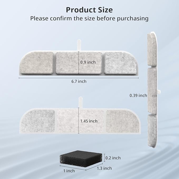 12 Pack Replacement Filters for 84oz/2.5L Fursink Wireless Pet Water Fountain, Triple Filtration Pet Water Fountain Filter Replacement