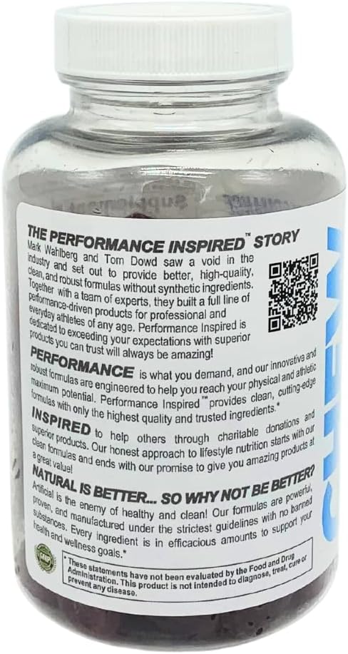PERFORMANCE INSPIRED Nutrition Collagen + Biotin Gummies – Hydrolyzed Marine Collagen – Supports Hair, Skin & Nails – Raspberry Flavor – 60 Count