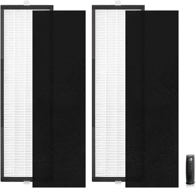 NKA 2-Pack T500 Air Purifier Filter Replacement - Compatible with TF60/TF60-MP, for Breathe Smart Tower Air Purifier,Includes 2 High-Efficiency Filters & 2 Carbon Pre-Filters