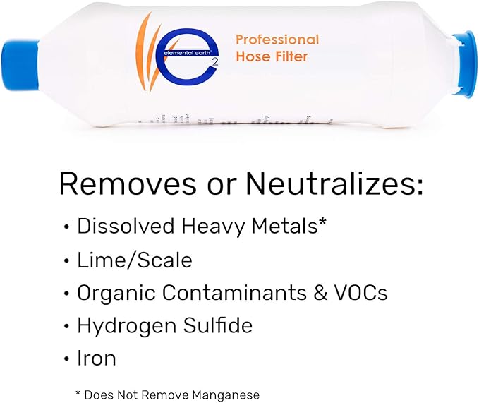 Elemental Earth Professional Hose Filter-Increased Flow Rate-Up to 40,000 Gallons of Water Filtered-Removes Chlorine and Heavy Metals-Multi-Purpose Outdoor Garden Hose Accessory-By Pacific Sands Inc