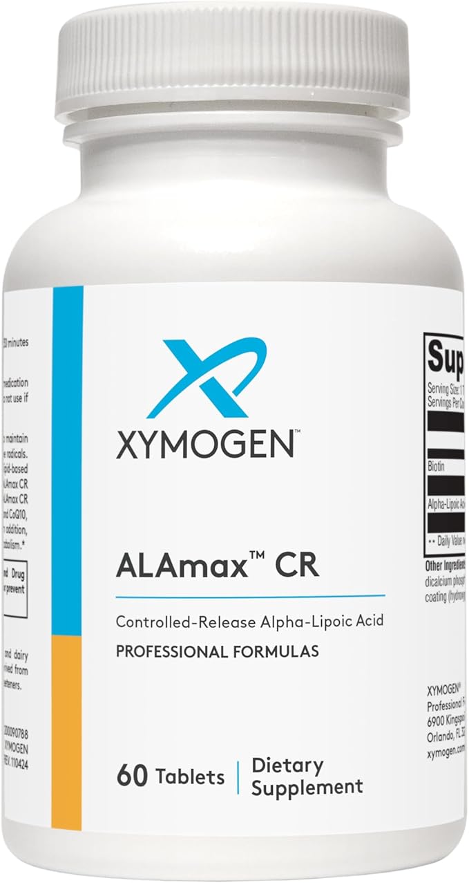 XYMOGEN ALAmax CR - Alpha Lipoic Acid 600mg Tablets - ALA Supplement with Biotin - Support Healthy Antioxidant Activity & Glutathione Levels for Natural Detox (60 Tablets)