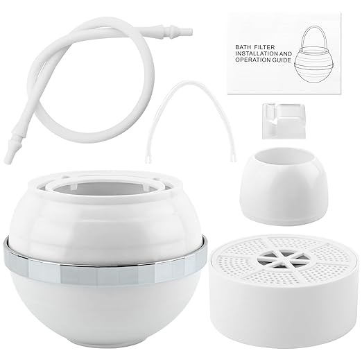 Bath Filter for Tub,Bath Water Filter for Tub Faucet with Overflow,WaterFilter Remove contaminants,Hard Water Softener,Enhances The Health of Skin, Hair, Nails(White)