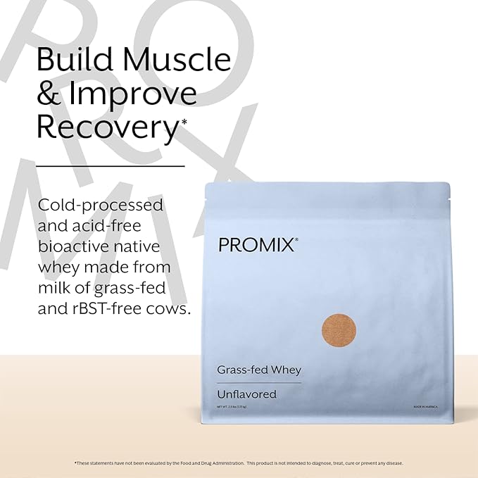 ProMix Nutrition Whey Protein Powder, Unflavored - Grass-Fed - Post Workout Fitness & Nutrition Shakes, Smoothies, Baking & Cooking Recipes - Gluten-Free & Keto-Friendly - 2.5 Pound (Pack of 1)